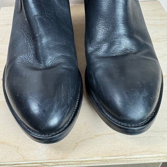 Boemos Made in Italy Black Leather Stacked Block Heel Almond Toe Chelsea Boot 10 - Picture 10 of 11